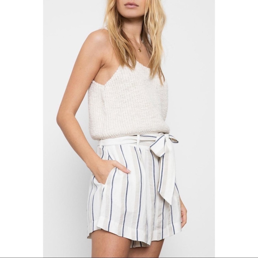 [Rails] Linen  Stipe Paperbag Shorts